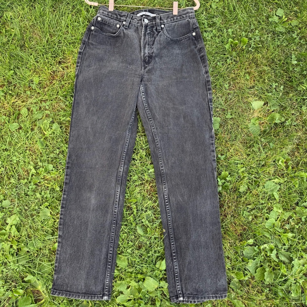 Tommy Hilfiger Straight Leg Jeans 6 Black Acid Wash High Rise Vintage 90s Denim